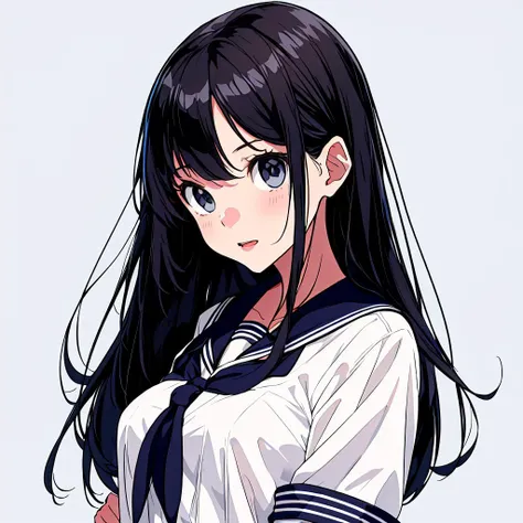 1girl,A beautiful young girl with long, black hair wearing a sailor uniform,upper body,<lora:flat2:-0.2>,<lora:boldline2:-0.5>,<lora:saturation:0.0>,<lora:noline:-0.5>,,<lyco:kkmt:0.8>
