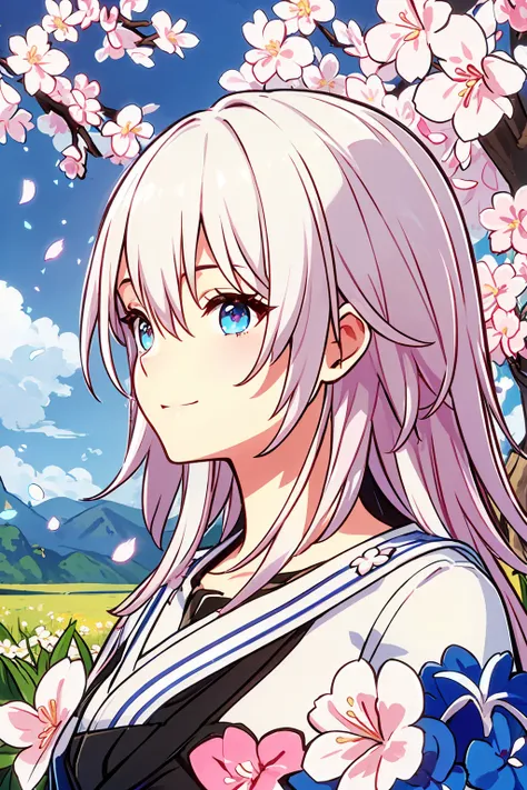 (((masterpiece))),(((best quality))),((ultra-detailed)),(illustration), 4k, simple, higres, simle background, extremely_detalled_wallpapper, medium shoot,
(Realistic painting style:0.9),(faux traditional media:1.0),
light smile, outdoors, portrait, afternoon, sky, shirt, close-up, blurry background,, blurry background, tree,
, sakura flower, sakura petal floating around,
flower field, sakura tree, grass, bloom, sunbeam,
march7th, 1girl,
<lora:march7th:0.8>, <lora:animeTarotCardArtStyleLora_v31:1>,