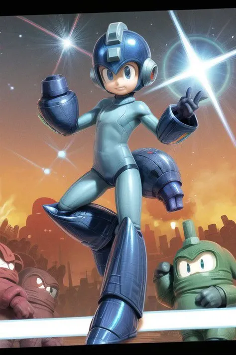By bad artist , easynegative, verybadimagenegative_v1.3, FastNegativeV2, megaman, helmet, blue eyes, android, arm cannon, bodysuit