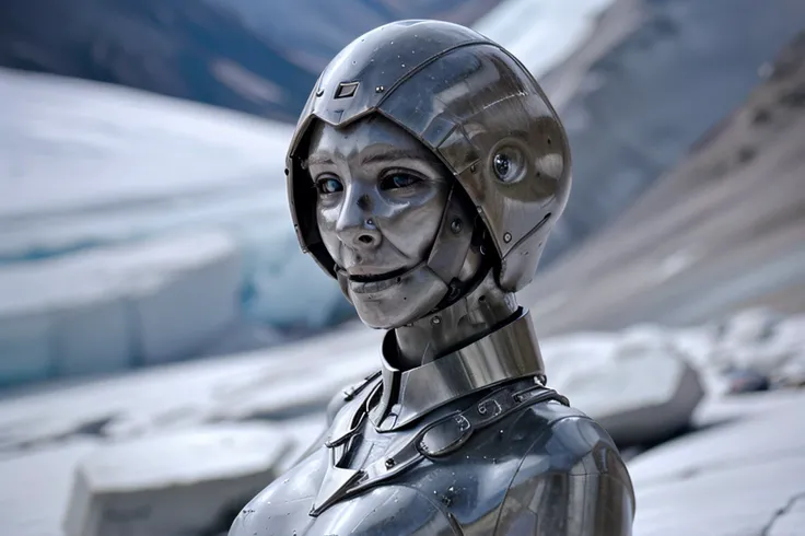 extreme closeup photograph of ((futuristic stone bridle)), sexy faceless robot on glacier, hard focus, depth of field, <lyco:bondage-v11-p20:0.6>