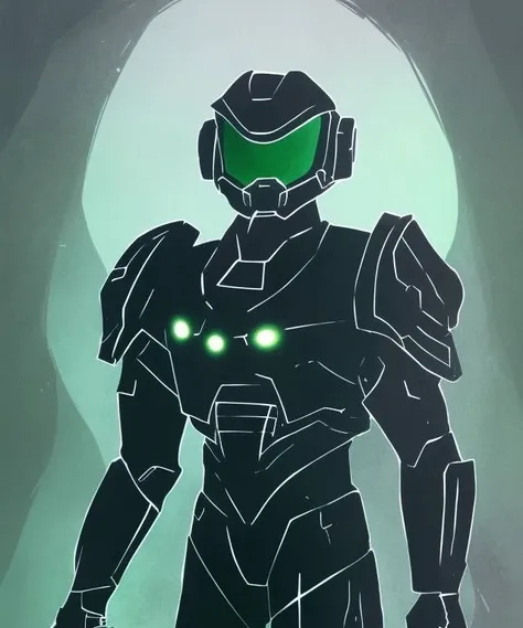 (darkflatartai:1.0) 
master chief with bright eyes, organic shapes, curves, smooth, relic