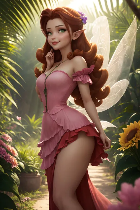 elf girl, nude, naked, big tits, butterfly, redhead