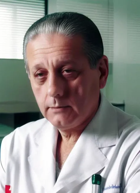 fullbody photo of man (favaloro:1) in the hospital like a medic, (like an angel), nervous, indoor, blurred background, (look at viewer:1.2) (skin texture), (high detailed face:1.3), close up, cinematic light, sidelighting, Fujiflim XT3, DSLR, 50mm, , <lora:favaloro:1> <lora:add_detail:1.2>