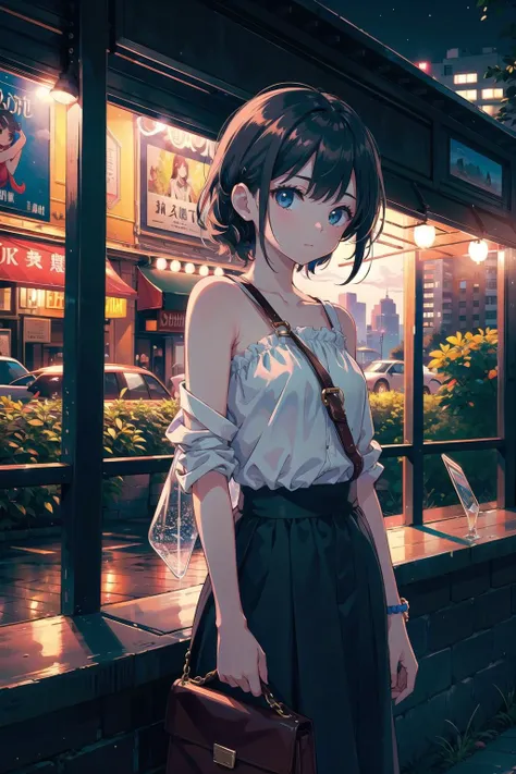 (masterpiece),  1girl,  evening,  park,  sling