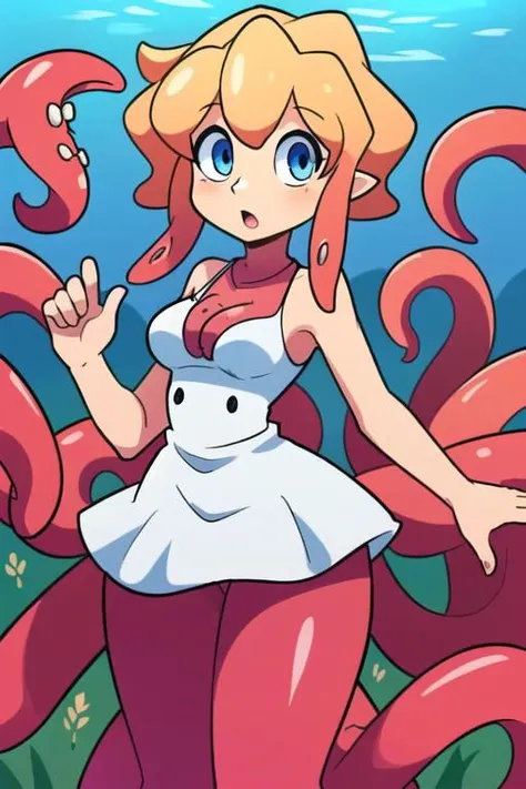 ((best quality)), ((highly detailed)), masterpiece, (detailed eyes, deep eyes), (1girl), cowboy shot, <lora:aiomonstergirls_loraLocon:1>, (((scylla))), (((octopus girl))), standing, (tentacles:1.33), (suction cups:1.33), (fused:1.33), ((tentacle legs)), medium breasts, (dress), underwater, (at a wheat field), <lora:EnvyCuteMix05:1.1>
