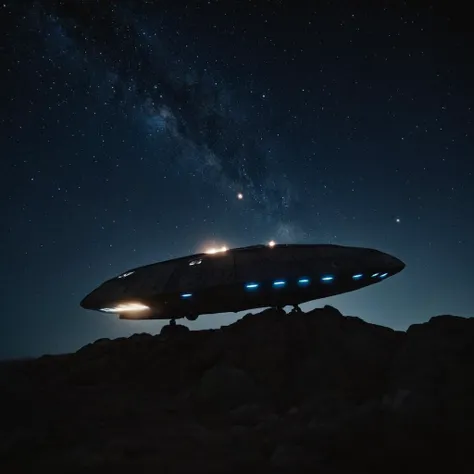 cinematic film still of <lora:Hyperrealism style:1> sharp detailed,
a spaceship flying through the sky with a person standing on the ground,sky,night,robot,star (sky),scenery,starry sky,science fiction,space,planet,spacecraft , realistic, real, photo real, cinematic, dramatic, film look, dramatic light, unreal engine, 3D computer graphics, hdr, Hyperrealism Style, night, blue sky, space, shallow depth of field, vignette, highly detailed, high budget, bokeh, cinemascope, moody, epic, gorgeous, film grain, grainy
