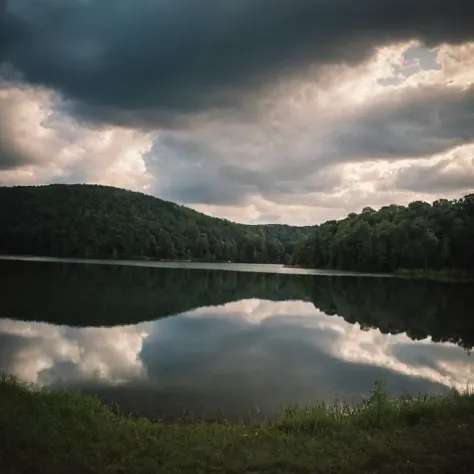 cinematic film still of cinematic film still of  <lora:Hyperrealism style:1> sharp detailed,
a lake with a sky and clouds reflecting in it,outdoors,sky,cloud,water,no humans,cloudy sky,scenery,reflection,sunset , realistic, real, photo real, cinematic, dramatic, film look, dramatic light, unreal engine, 3D computer graphics, hdr, Hyperrealism Style, hdr, shallow depth of field, vignette, highly detailed, high budget, bokeh, cinemascope, moody, epic, gorgeous, film grain, grainy