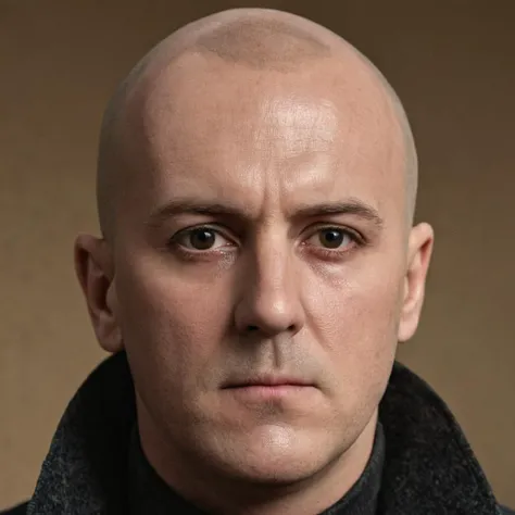 cinematic film still of cinematic film still of  <lora:Hyperrealism style:1> sharp detailed,
a man with a pinhead on his face,solo,looking at viewer,1boy,closed mouth,male focus,black eyes,portrait,realistic,bald , realistic, real, photo real, cinematic, dramatic, film look, dramatic light, unreal engine, 3D computer graphics, hdr, Hyperrealism Style, hell raiser, pinhead, shallow depth of field, vignette, highly detailed, high budget, bokeh, cinemascope, moody, epic, gorgeous, film grain, grainy