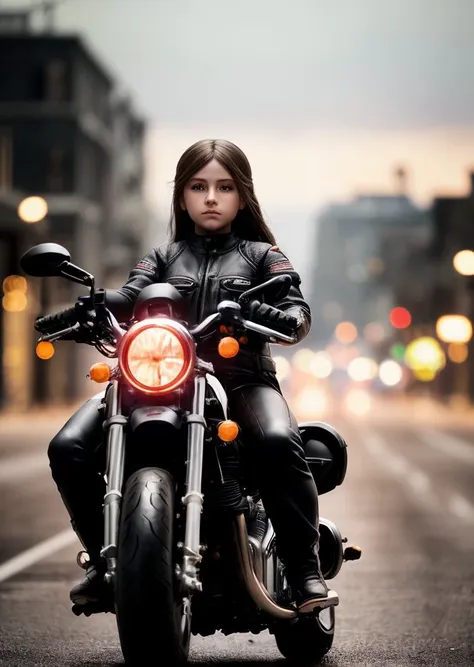 (Riding a motorcycle through empty streets:1.3), highly detailed face, (miniature woman), In a persons hand, (masterpiece), (realistic), 8k, RAW photo, very wide shot, octane render, unreal engine, volumetrics dtx, (film grain, bokeh, blurry foreground)