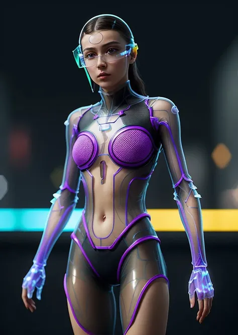 a vivid nanopunk painting, transparent, Lavish, low camera angle, upper body girl, Light brown long hair, crushes, Fear art movement, (mutate transparent body:1.4), (transparent clothes like glass:1.4), illuminated from within with neon light, City background, maroon and purple, scifi, (realistic), 8k, RAW photo, volumetrics dtx, (film grain, bokeh, blurry foreground), (masterpiece), (realistic), 8k, RAW photo, very wide shot, octane render, unreal engine, volumetrics dtx, (film grain, bokeh, blurry foreground)