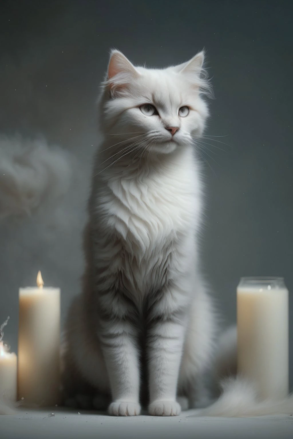 ais ghostly, a cat morph like a foggy haze, transparent fur, in the style of an X-ray, on a dark bokeh background, moody lighting, Milky fog all around <lora:milk-style-darquelilly-v1:1>, (masterpiece), (realistic), 8k, RAW photo, very wide shot, octane render, unreal engine, volumetrics dtx, (film grain, bokeh, blurry foreground)