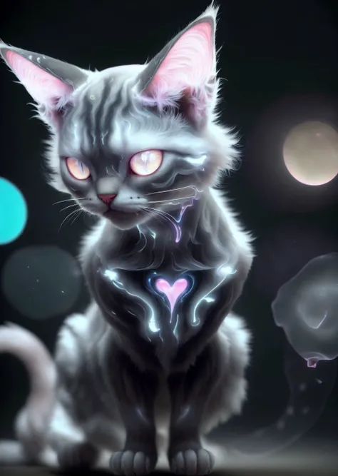 ais ghostly, a cat morph like a foggy haze, transparent fur, in the style of an X-ray, on a dark bokeh background, moody lighting, Milky fog all around <lora:FelineDNA-30:1> <lora:GelatinTech-20:0.5>, (masterpiece), (realistic), 8k, RAW photo, very wide shot, octane render, unreal engine, volumetrics dtx, (film grain, bokeh, blurry foreground)