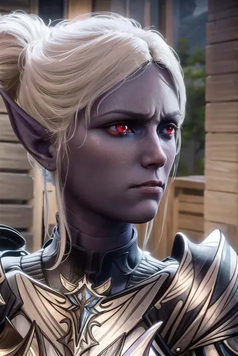 mintharabaenre, <lora:minthara baenre-lora-nochekaiser:1>,
minthara baenre, (red eyes:1.3), white hair, pointy ears, colored skin, elf, grey skin, purple skin,
BREAK armor, shoulder armor, breastplate,
BREAK outdoors,
BREAK looking at viewer, dynamic pose,
BREAK <lyco:GoodHands-beta2:1>, (masterpiece:1.2), best quality, high resolution, unity 8k wallpaper, (illustration:0.8), (beautiful detailed eyes:1.6), extremely detailed face, perfect lighting, extremely detailed CG, (perfect hands, perfect anatomy),