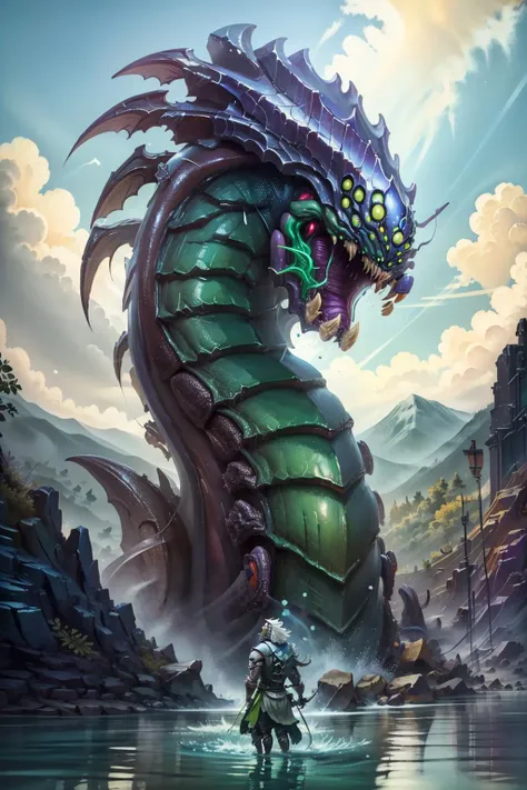 (Masterpiece:1.4), (best quality:1.2), <lyco:Baron_NashorAndRift_Herald-000016:1.0>, baron nashor, kaijuu, monster, giant, extra eyes, no humans, rock, mountain