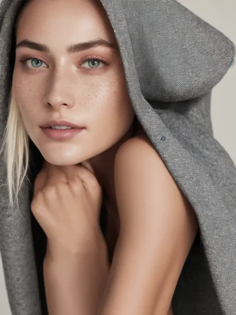 High detail RAW color Photo of pale beautiful woman ((standing outside))((nude)) (((exposing her full head and body))), (beautiful legs), (perfect feet), (plump butt), toned abs, ((Amused beautiful, petite, slim) ( single hair bun) with angular face, pointed chin, feminine, large bright eyes)), ((wearing hooded cape)), symmetrical, highly detailed, harsh lighting, cinematic lighting, ((light painting long exposure)) serious eyes, contrast, textured skin, cold skin pores, hasselblad, hard light, gigapixel , (wearing heels)), flawless face, freckles, (((perfect vagina))), ((perfect nipples))