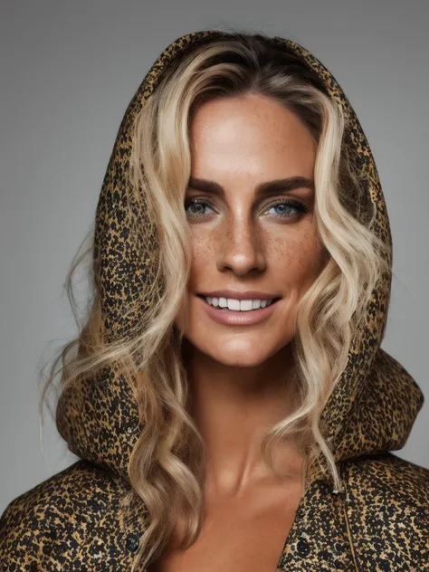 A beautiful blonde woman stands outside in a hooded cape, her angular face and pointed chin giving her a feminine and striking appearance. She has large, bright eyes and a petite, slim figure, and her hair is styled in a single bun. The woman's skin is textured and cold to the touch, with visible pores and freckles adding character to her flawless face. The lighting is harsh and cinematic, with hard light and long exposure techniques such as light painting used to create contrast and depth. The woman's toned abs and beautiful legs are on full display, as are her perfect feet in heels. The photograph is captured with a Hasselblad camera and is of extremely high detail, with gigapixel resolution and rich, RAW colors. The image is symmetrical and highly detailed, with every aspect of the woman's appearance captured in stunning clarity. The woman looks serious and amused at the same time, adding to the overall intrigue of the photograph.