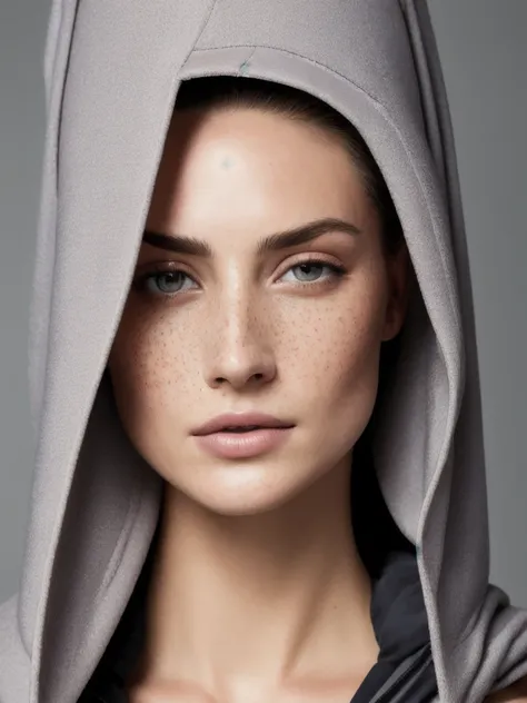 High detail RAW color Photo of pale beautiful woman ((standing outside))((nude)) (((exposing her full head and body))), (beautiful legs), (perfect feet), (plump butt), toned abs, ((Amused beautiful, petite, slim) ( single hair bun) with angular face, pointed chin, feminine, large bright eyes)), ((wearing hooded cape)), symmetrical, highly detailed, harsh lighting, cinematic lighting, ((light painting long exposure)) serious eyes, contrast, textured skin, cold skin pores, hasselblad, hard light, gigapixel , (wearing heels)), flawless face, freckles, (((perfect vagina))), ((perfect nipples))
