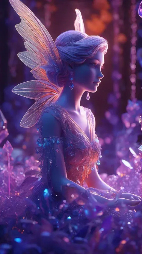 soul, fairy-tale, soul, crystal clear, blue transparent soul, colorful, light purple, orange, cinematic lighting, <lora:add-detail-xl:0.25>, 8k, <lora:Cute_3D_Cartoon:0.25>, Designed by Bage