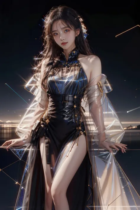 UHD, masterpiece, anatomically correct, super detail, high detail, high quality, award-winning, highest quality, high resolution, 8k, photorealism, model woman walking on the runway of fashion show, (fashion show venue), (runway), futuristic spaceship interior venue, (((The audience is all robots)), clothes that fuse novel machines and dresses, The auditorium is dark, and only models walking down the runway are spotlighted. (Dazzling light: 1.5), ((Dazzling halo)), (backlit), robot, android, complex machine, idloid fashion model, smile, (revealing dress: 1.3), human skin, luxury dress, (medieval European aristocratic dress: 1.3), viewer watch, metallic fabric, beautiful Race dress, artistic Race, fancy dress, (((colorful dress) ), (iridescent dresses: 1.5), sparkling earrings, shining necklaces, shining rings, shining halo tiaras, (goldsmith decoration), human legs, human skin legs, beautiful legs,