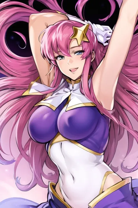 <lora:meer_campbell_lora:1>, meer campbell, 1girl, masterpiece, face close up, best quality, highres, absurdres, high detail, perfect hands, realistic, white gloves, arms up