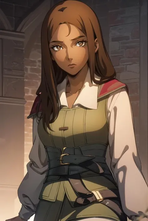 greta, <lora:greta-lora-nochekaiser:1>,
greta, long hair, brown hair, (brown eyes:1.5), dark skin, dark-skinned female,
BREAK shirt, long sleeves, white shirt, boots, belt, pants, cape, black footwear, vest, knee boots,
BREAK looking at viewer,
BREAK indoors,
BREAK <lyco:GoodHands-beta2:1>, (masterpiece:1.2), best quality, high resolution, unity 8k wallpaper, (illustration:0.8), (beautiful detailed eyes:1.6), extremely detailed face, perfect lighting, extremely detailed CG, (perfect hands, perfect anatomy),