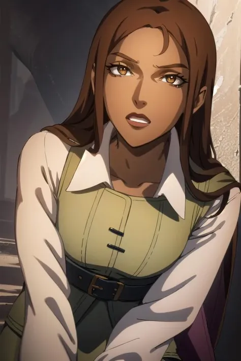 greta, <lora:greta-lora-nochekaiser:1>,
greta, long hair, brown hair, (brown eyes:1.5), dark skin, dark-skinned female,
BREAK shirt, long sleeves, white shirt, boots, belt, pants, cape, black footwear, vest, knee boots,
BREAK looking at viewer,
BREAK indoors,
BREAK <lyco:GoodHands-beta2:1>, (masterpiece:1.2), best quality, high resolution, unity 8k wallpaper, (illustration:0.8), (beautiful detailed eyes:1.6), extremely detailed face, perfect lighting, extremely detailed CG, (perfect hands, perfect anatomy),