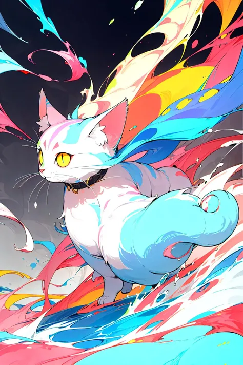 cat, bizzare, <lora:ç«å½©ä¸ç·ç»é£_v1.0:1>, sc, multicolored background, multicolored fur, gradient color, splashing, <lora:TOCH:0.5>
