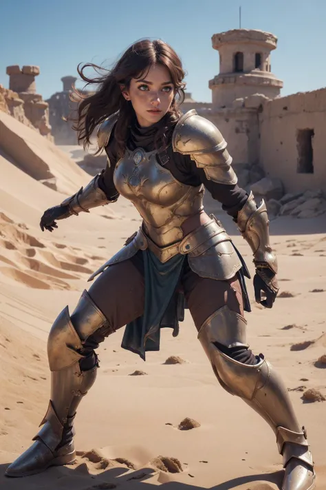 8k uhd, (best quality:1.2), (masterpiece:1.2), very detailed, intricate details, hyper detailed, <lora:realistic:0.3>, <lora:sharpen-soften:-0.25>,
1 girl, adult (elven:0.7) woman, freckles, aquamarine eyes, brown blowout hair,
portrait, solo, half shot, looking at viewer, detailed background, detailed face, (<lora:Unholy:0.5>, Sc3pt4, scifi theme:1.1), gladiator, fighting stance, net, dark brown gladiator armor, greaves, shoulder armor, fighting pit in background, sand, blood, sunshine, legendary gladiatorial atmosphere,
<lora:stylesqueeze_v2:0.5>,