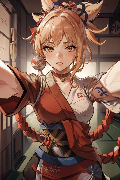 (masterpiece, best quality), intricate details,
1girl, <lora:yoimiya-10:0.8> yoimiya, solo, ponytail, hair ornament, choker, tattoo, bandages, japanese clothes, sarashi, kimono, arm tattoo, red choker, orange kimono, chest tattoo, rope, shimenawa, sash, obi, hadanugi dousa, orange eyes
sweating,
<lora:HeadGrabPOV:0.8> IncrsHeadGrabPOV