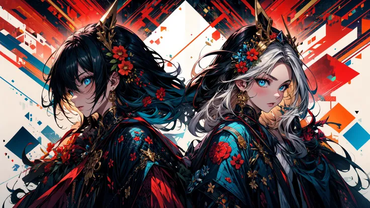 (masterpiece:1.2, best quality:1.2, beautiful, high quality, highres:1.1, top quality,8k wallpaper, high_resolution:1.2, attentive:1.2, detailed, ultra details:1.2, extreme quality),official art, illustration, 1girl, aged_up, mature female, <lora:midjourney_20230624181825:0.7>, midjourney, abstract art, colorful, <lora:add_detail:0.7>