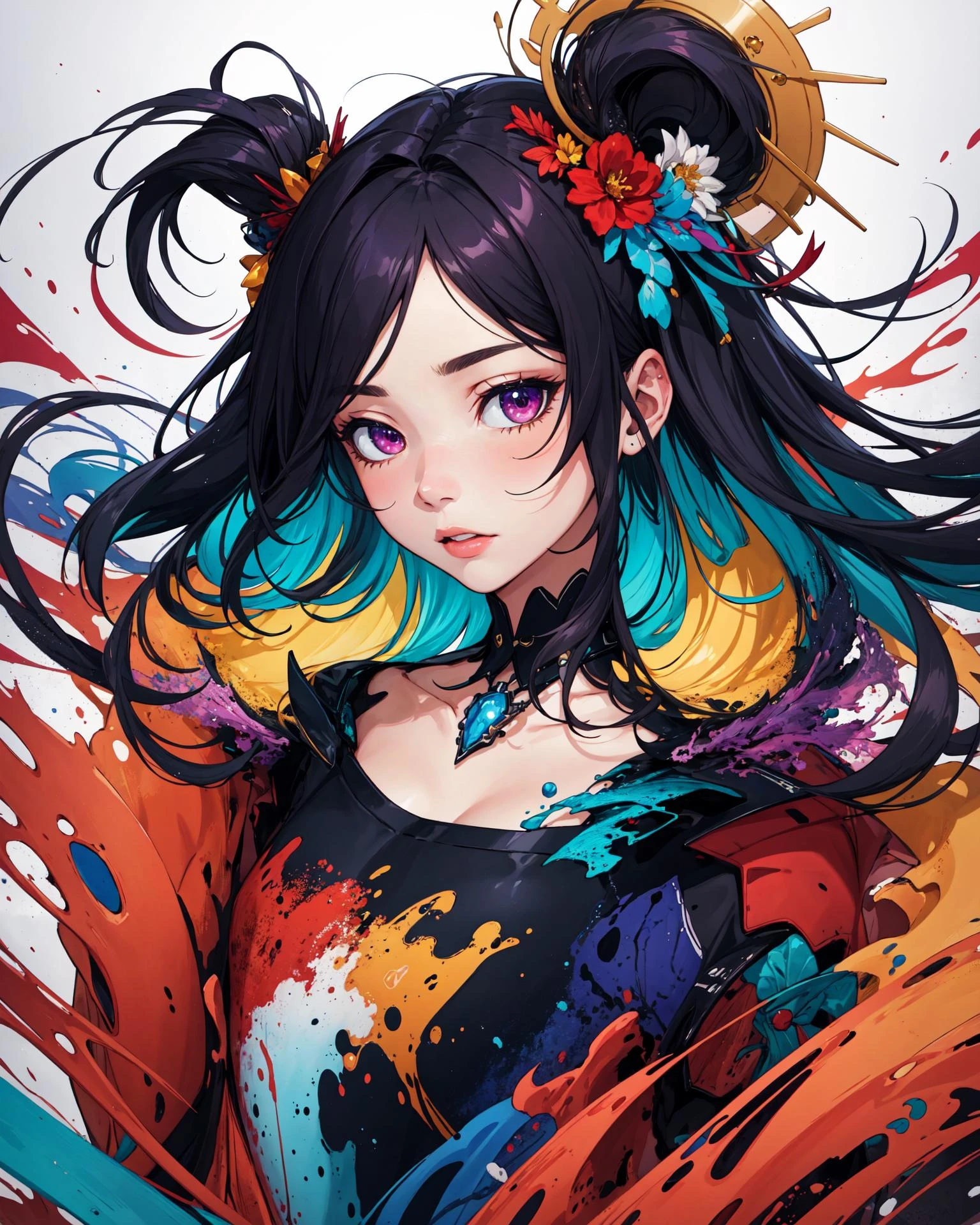 (masterpiece:1.2, best quality:1.2, beautiful, high quality, highres:1.1), detailed, extremely detailed, 4K, a girl, abstract art, dae, dark