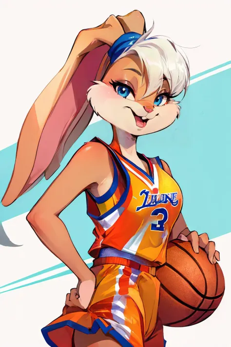 furry female,lolabunny,<lora:lola-v1:1>,basketball
