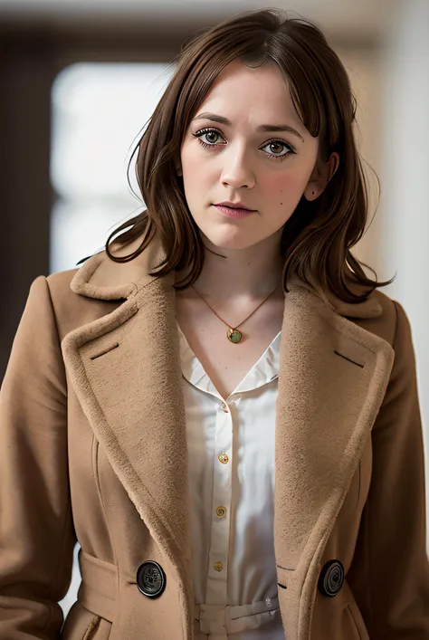 photo of (Ch4rl0tteR1tch1301:0.99), a woman, RAW, close portrait photo, long brown coat, long haircut, pale skin, slim body, (high detailed skin:1.2), 8k uhd, dslr, soft lighting, high quality, film grain, Fujifilm XT3 sharp focus, f 5.6