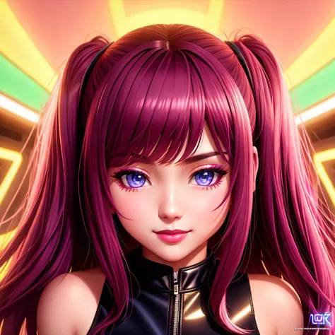 Masterpiece, 4K, HQ, <lora:Neon_Babes:0.6>, Neon Babe, looking at the viewer, symmetric, centered, smiling, lipstick,wearing a leather jacket, egirl, face ultra focus