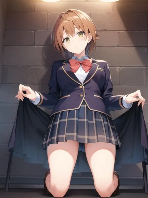 (hyper extreme detailed),(masterpeace),(hyper extreme),(photorealistic),CG,(colour:1.1), beautiful lighting,light from the front,solo,1girl, full body, <lora:yuusaki_riko:1>,yuusaki_riko,orenge hair,short hair,yellow eyes,school uniform,