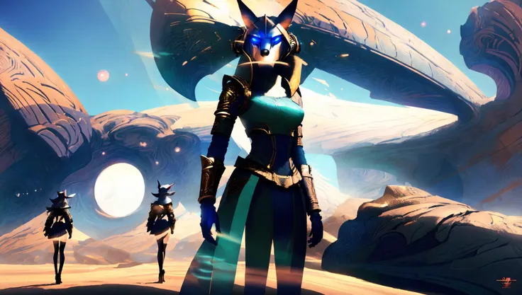 (GlitchStick:0.5) (anime:1), (stargatejackal:1) group of travelers journey through a magical desert to find a hidden oasis [fantasy|scifi] (crazy eyes:1) (crazy face:1) (style of Hirohiko Araki:1) (wlop:1) (anubis:0.90) <lora:wlopStyleLora_30Epochs:0.6> <lora:johnsondesuv15-320-e1:0.6> <lora:crazyExpressions:1>  <lora:GlitchStickV15-256:0.6>  <lora:stargateAnubisJackal_10:.8>