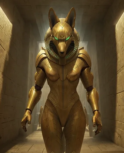 cinematic vfx movie still full figure frame of a smooth, elegant, powerful, (muscular:1.3), proud, dominant, sexy, babara palvin as a flirting posing dominant powerful anubis wearing a wolf (black:1.2) <lora:samusArmorLora_v1:0.65> (anubis:0.90) inside an Egyptian science fiction (torture chamber:1.2) (dungeon:1.1) tomb (prison:1.3), epic volumetric lighting, film grain, centered, full body, (masterpiece, best quality, highres, photo-referenced:1.1), (science fiction:1.1), sparkling eyes, caustics, (character focus), (perfect anatomy:1.2), (realistic, photorealistic:1.5), seen from below , elegant, tight fitting, (science fiction:1.3) Anubis (jackal:1.2) (digitigrade:1.4) Egyptian style power armor designed by Joseph A. Porro, the science fiction cybernetic <lora:stargateJackal:0.45> jackal helmet is made of metal with intrinsic details, the gauntlets has long silver (nail talons:1.4) on each finger, inside an Egyptian temple with hieroglyphs depicting female symbols, (seen from below:1), atmospheric, caustics, volumetric lighting, mix of natural lighting and artificial lighting, cinematography by Karl Walter Lindenlaub, directed by Roland Emmerich, (photorealistic:1.4), big breasts, nipples , photo