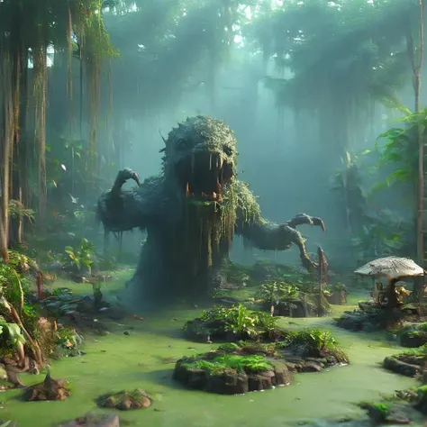 Jungle in horror Kingdom in jungle, high quality high resolution 8k details including
