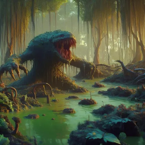 swamp monster,  <lora:swamp monster-000011:1>