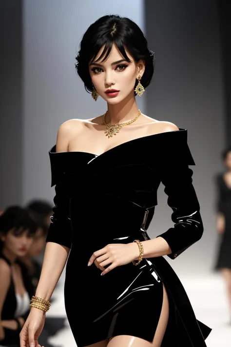 ((Masterpiece, best quality)),edgQuality,(thepit bimbo,glossy)
edgdlf,slender figure, a woman in a black dress walking down a runway ,wearing edgdlf
<lora:edgDeLaFressange:1>
