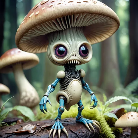 cinematic photo Alien-themed anthropomorphic biomechanical android monster alien mushroom, . Extraterrestrial . 35mm photograph