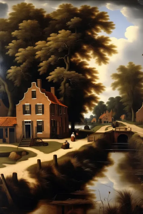 <lora:Salomon van Ruysdael Style:1>Salomon van Ruysdael Style - realistic looking painting of southern nature scenery in the style of Johannes Vermeer artwork, high quality details, Johannes Vermeer painting of southern nature