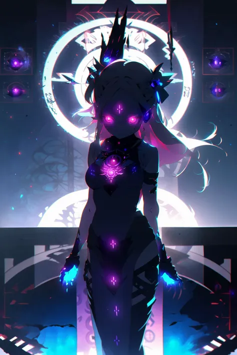 anime, <lora:BArtstyleV7-EXP:0.9>, BAPV, //, masterpiece,(best quality),(illustration),(colorful), crystal, magical girl, hair ribbon, hairclip, (medium breasts:1.4), (blue magic circle:1.5), (glowing eyes:1.5), beautiful detailed eyes, (serious:1.2), (glowing hair:1.5), <lora:detailed_eyes:0.6>, <lora:C_dark:0.7>