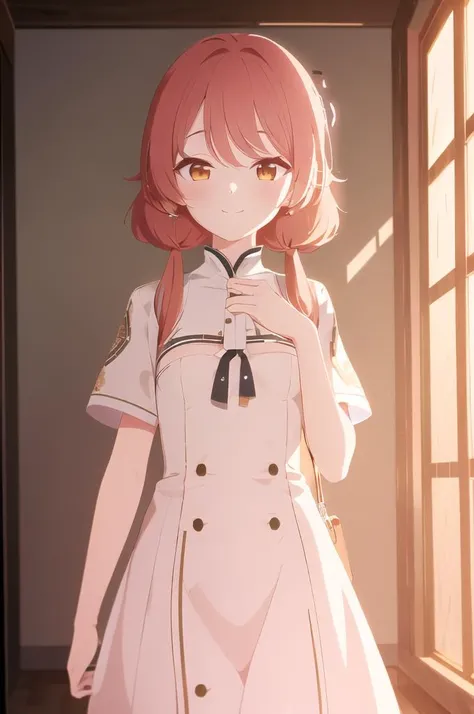 masterpiece, best quality,
solo,
cowboy shot,
soft smile, light smile,
<lora:BArtstyleV7-EXP:1>, BAPV,, , 1girl, red hair, swept bangs, parted bangs, medium hair, low twintails, orange eyes, amber eyes, small breasts, tsurime,
