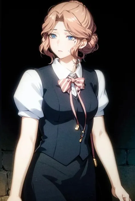 {{masterpiece}}, {{best quality}}, {an extremely delicate and beautiful}, extremely detailed wallpaper, super fine illustrations, {{an extremely delicate and beautiful girl}}, mature female, beautiful detailed eyes, finely detail, delicate face, masterwork, 1girl, delicate details, highres, beautiful detailed face, an extremely delicate and beautiful face, beautifuly color, intricate detail, complex details, ultra-detailed, highly detailed face, claudialevantinekuroinu, school uniform, bowtie, closed mouth, expressionless,