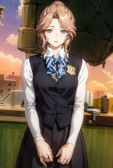 {{masterpiece}}, {{best quality}}, {an extremely delicate and beautiful}, extremely detailed wallpaper, super fine illustrations, {{an extremely delicate and beautiful girl}}, mature female, beautiful detailed eyes, finely detail, delicate face, masterwork, 1girl, delicate details, highres, beautiful detailed face, an extremely delicate and beautiful face, intricate detail, complex details, ultra-detailed, highly detailed face, claudialevantinekuroinu, school uniform, bowtie, scenery,