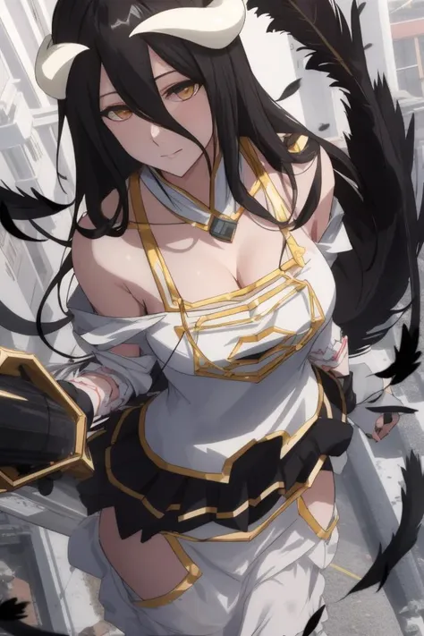 A woman in a white dress with black hair and a sword - SeaArt AI