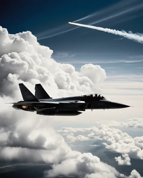 high speed photography of Fighter jet breaking the sound barrier, creating a visible sonic boom and cloud vapor., directed by J.J. Abrams High-contrast, digital, black and white, sharp focus, deep blacks, brilliant whites, modern, digital B&W, involved in a project