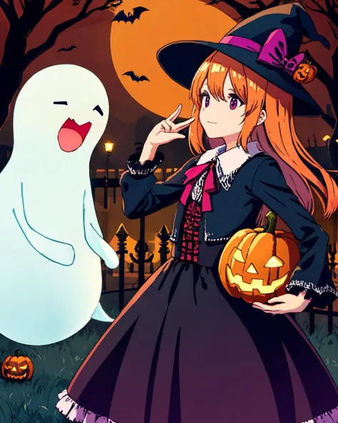 halloween orange, ghost,