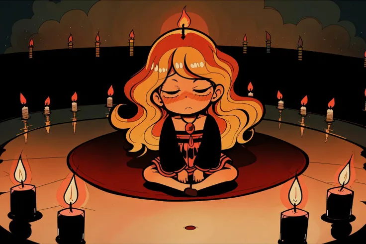 eye-level shot of a Chibi 1970'S, feeling very grateful, her hair is Brown, Panorama, Flustered, Candle light, F/1.8, sunbeam, (comics art stylized by Asaf Hanuka:0.9) , (Leanne Surfleet:1.2)
